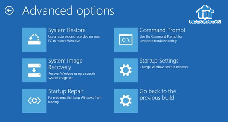 Truy cập Advanced Options