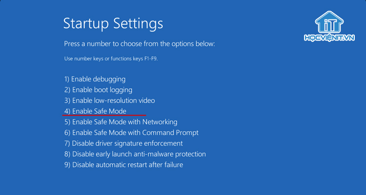 Truy cập vào Safe Mode